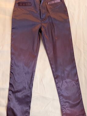 Kenzo Men's Satin Dress Pants in Deep Plum